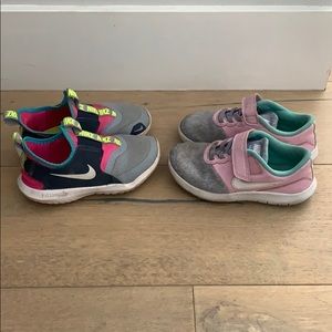 2 pair of toddler girl Nike sneakers